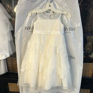 3t White/cream lace flower girls dress from David’s Bridal.
